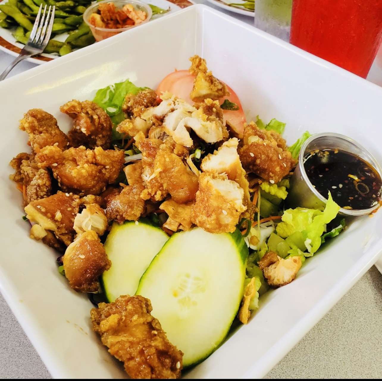 Korean Chicken Salad from Restaurant Kenichi, Hilo, Hawaii.